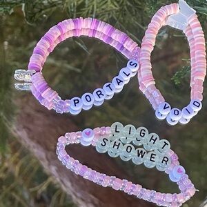 Pink and Purple Beaded Bracelets Set
